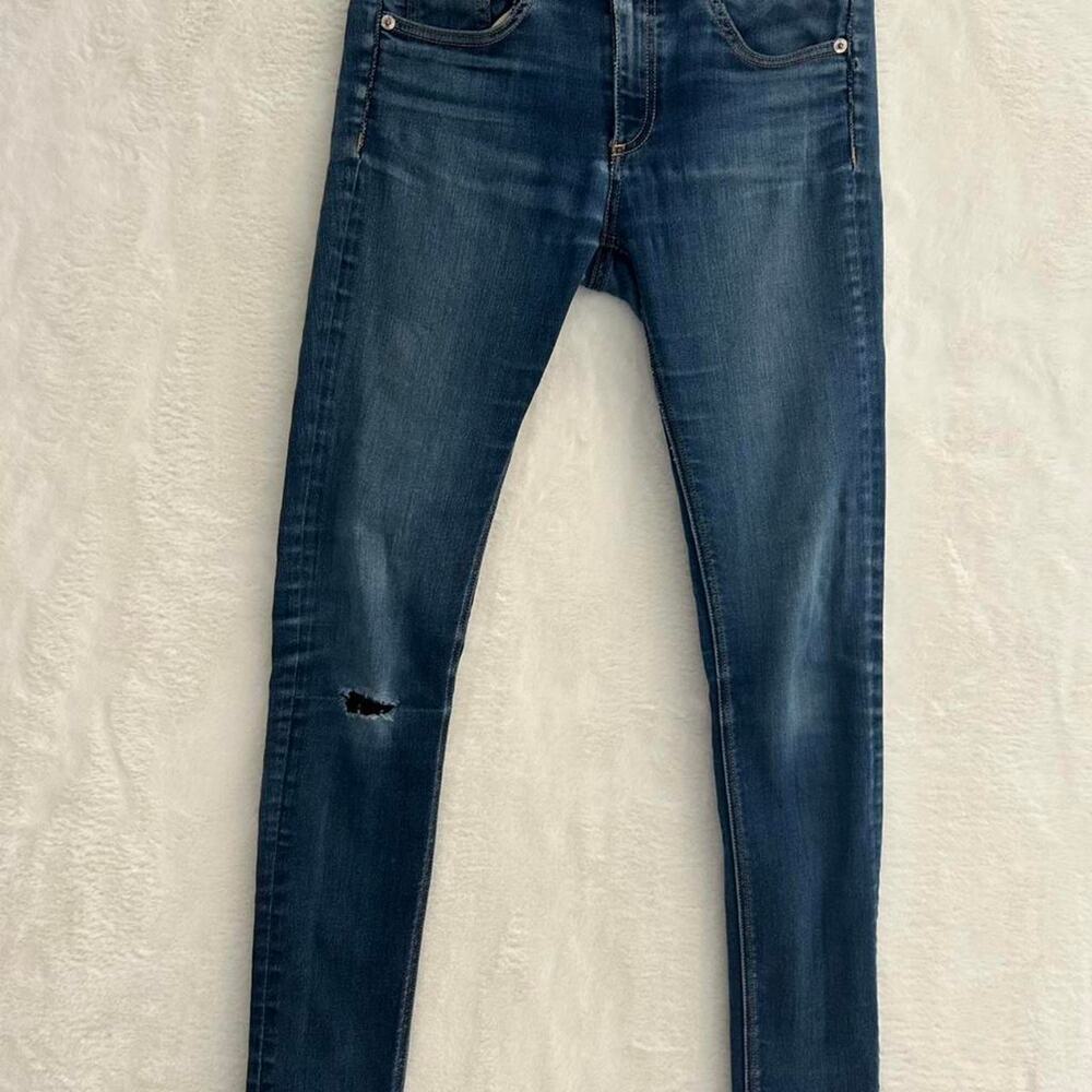 Rag & Bone Skinny Jeans Womens 27 Blue Denim Dark Wash Distressed Stretch